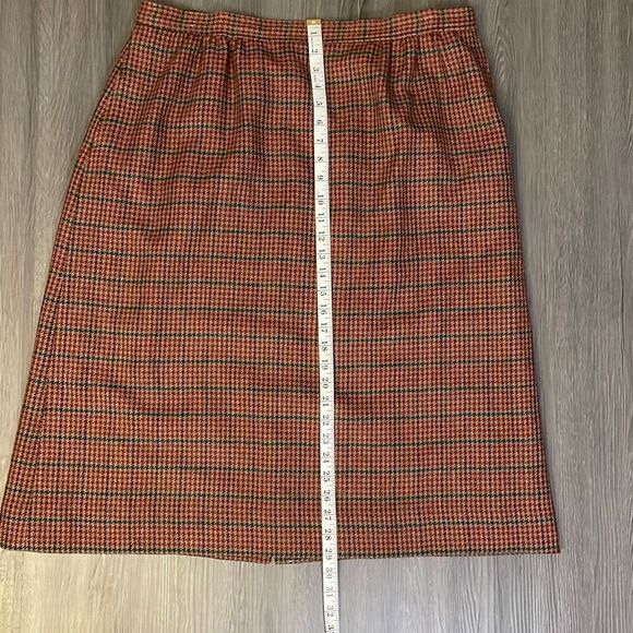 Vintage J.G. Hook Wool Skirt Plus Size Fall Red, Green Blue Houndstooth Plaid Sk - Picture 4 of 9